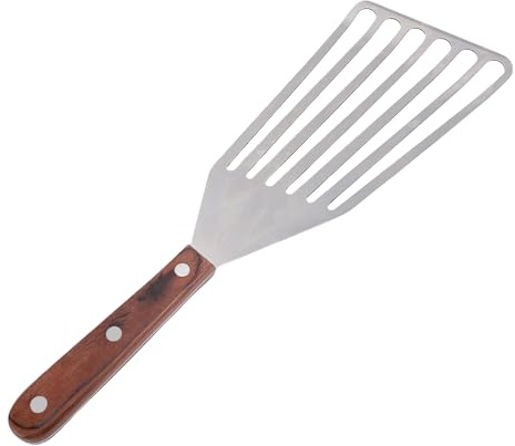 Aramox Spatule à Poisson, Tourneur en Acier Inoxydable pour la Cuisson, Manche en Bois, Outil Polyvalent pour Barbecue et Friture (L)