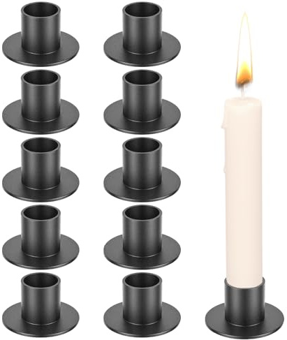 10 Stück Kerzenständer Stabkerzenhalter Schwarz, Metall Kerzenhalter Stabkerze, Moderne Kerzenständer Schwarz Metallkerzenhalter für Stabkerzen Wohnzimmer Esszimmer Hochzeit Tischdekoration