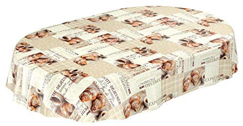 ANRO Tischdecke Wachstischdecke Wachstuch Wachstuchtischdecke Kaffee Coffee Espresso Oval 140 x 220cm