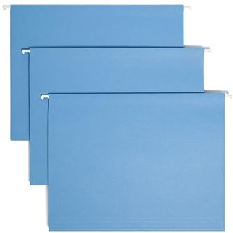 Smead 64060 set med 25 färgglada hängande filar med flikar, 1/5 skott, bokstavsstorlek, blå