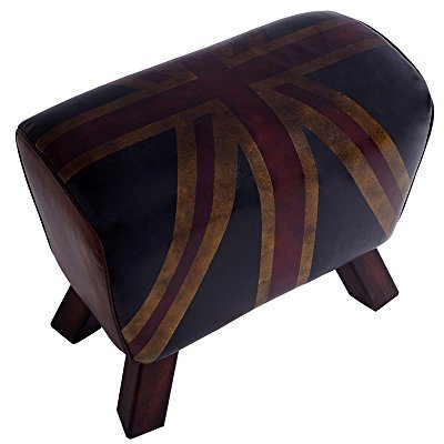 FuÃŸhocker Buck Union Jack Leder Vintage Cigar Hocker Echtleder
