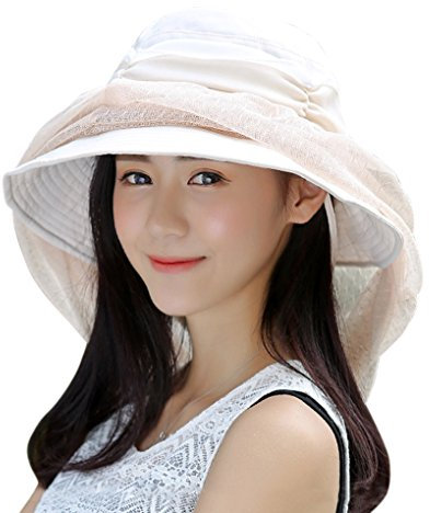 Damen Sonnenhut Sommer Fischerhut mit abnehmbarem Schleier Faltbar Anti-UV Hut Outdoor Anti Moskito Hut Atmungsaktive Standkappe Sonnenschutz für Reise Wandern