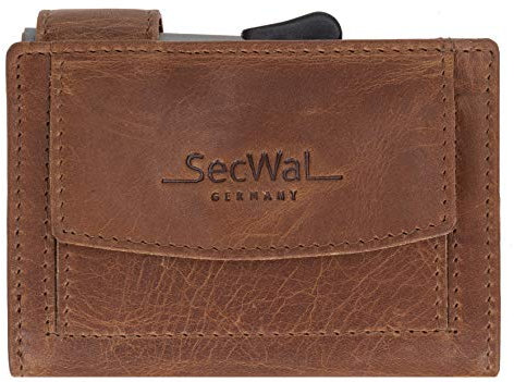 Kartenetui Leder Secwal Geldbörse Smart Mini Alu RFID Schutz + Schlüsseletui (Cognac (RV SW1 Dallas 04))
