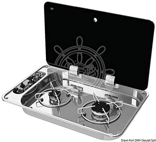 CAN Kochfeld 1-flammig m. Rauchglasdeckel 530x340 mm