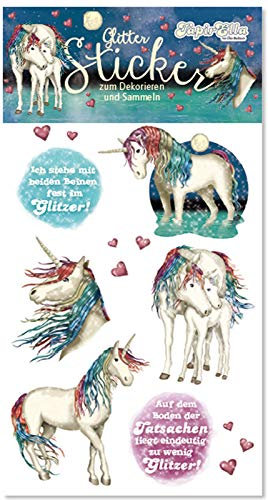 Neu 2019: Glitter-Sticker * LUNABELLE Einhorn * von Lutz Mauder | 72300 | als Mitgebsel für Kinder | Unicorn Aufkleber zum Kindergeburtstag & Basteln