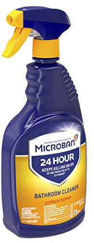 Microban 24 Hour Bathroom Cleaner and Sanitizing Spray, Citrus Scent - 22 Ounce (Pack of 2)
