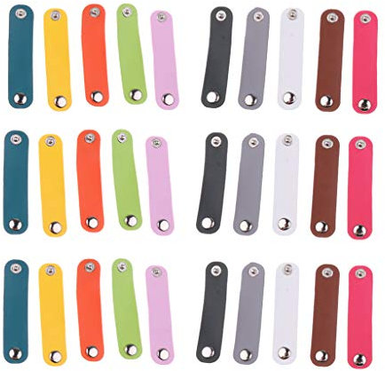F Fityle 30pcs Simple Design Lederstreifen mit Druckknöpfen Schal Schnallen Hijab Clips