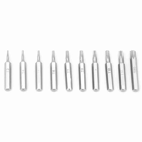 10-teiliges 4-mm-Schaft-Sternschraubendreher-Set, CR-V-Oberflächenbeschichtung, Torx-Schraubendreher-Bits vom Typ T3/T4/T5/T6/T7/T8/T9/T10/T15/T20