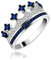 Uloveido Silber Farbe Blau Cubic Zirkonia Prinzessin Krone Tiara CZ Band Ring Hochzeitsversprechen für Brautjungfer