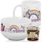 GRAZDesign Frühstücksset Kinder personalisiert mit Namen – Müslischale mit Tasse aus Keramik - 3-teiliges Geschirrset - Geschenkset für Jungen und Mädchen, spülmaschinengeeignet