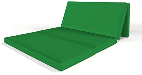 ALOHA Klappmatratze, Gästematratze, 4-teilige Faltmatratze zusammenklappbar Matratze mit Transporttasche Farbe und Größe wählbar (Grün / 115cm x 195cm x 8cm)