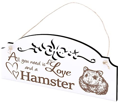 Schild Hamster Deko 20x10cm - All you need is Love and a Hamster - Holz Wanddeko Dekoration Wand
