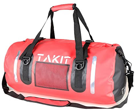 Wasserdichte Reisetasche, 40 l, 60 l, 80 l, Roll-Top, 500D PVC für Motorrad, Heck, Kajakfahren, Rafting, Bootfahren, Schwimmen, Camping, Wandern, Strand, Angeln (40 l, weiß), Rot/Ausflug, einfarbig