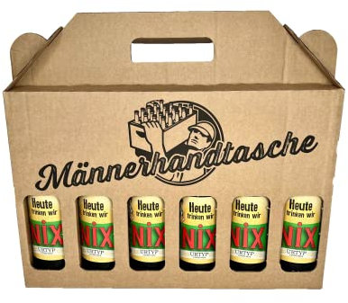 Bull & Bear Männerhandtasche Bier, 6x 0,33l Export Urtyp Heute trinken wir NiX, 5,1% vol., lustiges Biergeschenk für Männer, Vatertag, Geburtstag