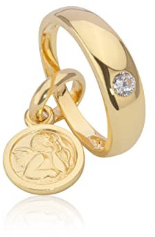 NKlaus Kettenanhänger Taufring mit Zirkonia Weiß Schutzengel 333 Gelb Gold 11,6mm klein 8648