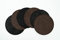 Lot de 6 sous-verres ronds en cuir synthétique - 11 cm - Double face - Imperméable - Lavable - Aspect cuir - Coaster - En verre - Noir nuit / barrique, 65 % polyuréthane, 35 % polyester)