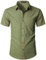PARKLEES Chemise décontractée à manches courtes en coton et lin pour homme avec poche, Vert avocat, XXL