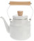 Cabilock Holzofen Für Induktion Emaille Vintage Wasserkessel Teekessel Retro Wasserkocher Induktion Teekocher mit Holzgriff Kaffeekanne für Küche Gas E Herd Gasherd 1.8L Wasserkessel Für Wasserkessel