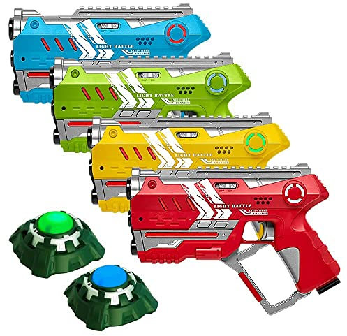 4 Light Battle Connect Anti-Cheat Laser-Tag Pistolen - Rot und Blau + 2 Ziele