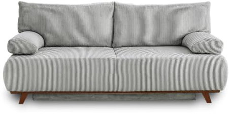 Cristal - 3-Sitzer Sofa - Schlaffunktion und Bettkasten - aus cordsamt Hellgrau