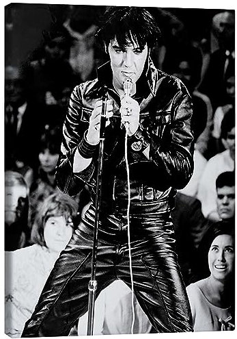 Posterlounge Elvis Presley Leinwandbild 50 x 70 cm Schwarz-Weiß Wandbilder Wanddeko