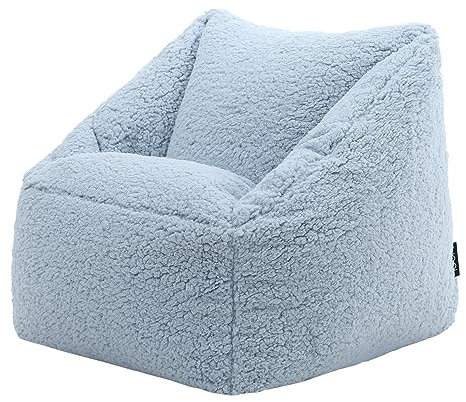 Icon Natalia Teddybär Sitzsack Kinder, Hellblau, Flauschiger Boucle Stoff, Sitzsack mit Füllung, Bequemer Kinder Sessel, Kuschelsessel, Lese Sessel, Schlafzimmer, Kinderzimmer, Spielzimmer