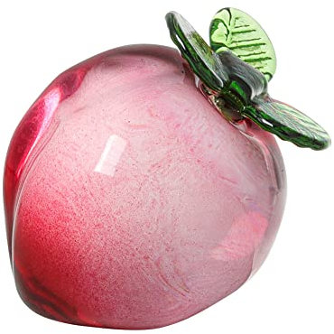 Yangshine Figurines de pêche en Cristal Ornement Statue de Fruit Artificiel Table Presse-papiers de Fruits Art décor en Verre pour Cadeaux Souvenirs -pêche Rose