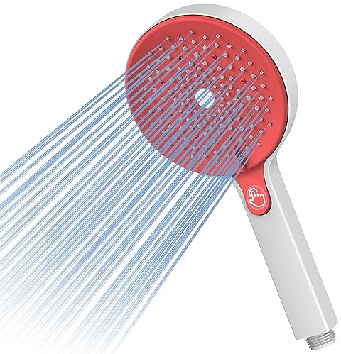 SREWOHS PRO Duschkopf mit Wassersparfunktion, Hochdruckreinigung, Antikalk-Duschkopf mit 5 Strahlarten, 125 mm, mit Druckwäsche für die Reinigung der Badewanne im Badezimmer