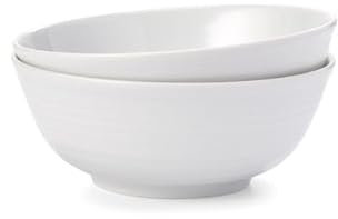 Comptoir de Famille Set of Two 15cm Cereal Bowls - White Porcelain - Stylish, Durable & Versatile - Suitable for Everyday Use - Dishwasher Safe