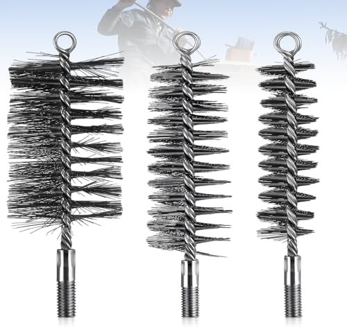 Palwin 3 Pièces Brosse de Ramonage Cheminée, Herisson de Ramonage, Métallique Goupillon à Tuyau, pour Cheminées, Chaudières, Pipeline Nettoyage Intérieur et Extérieur(Diamètre 30/50/80 mm)