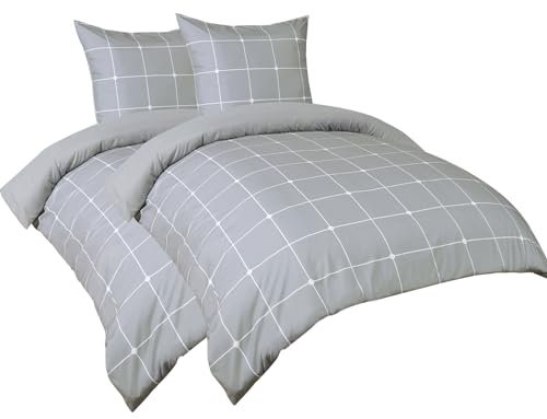 PHF Biancheria da letto, 4 pezzi, copripiumino 135 x 200 cm, morbida e non necessita di stiratura, set di biancheria da letto 2 x 135 x 200 cm, con 2 federe da 80 x 80 cm, set di biancheria da letto