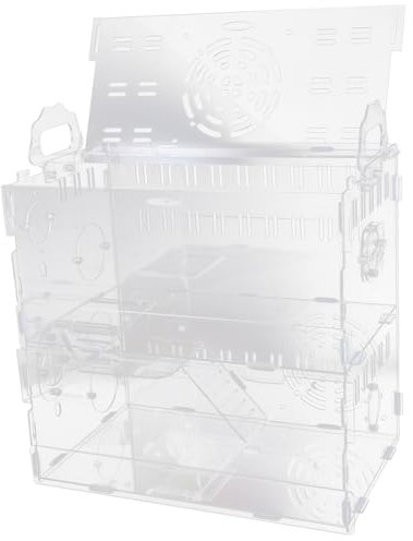 FRCOLOR Jaula Acrílica Transparente para Hámster Chinchilla y Mascotas Pequeñas Castillo de Doble Capa Aleatoria 30X20X30Cm Espaciosa y Transpirable para Ejercicio y Juego
