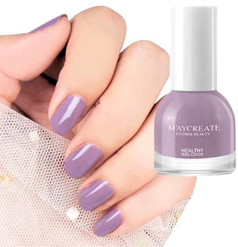 TBeautfave Purple Nail Polish Quick Dry, Peel Off Nail Varnish Pastel Violet Long Lasting Nail Polish Water Based Natural Nail Polish for DIY Nail Art No Need Cure