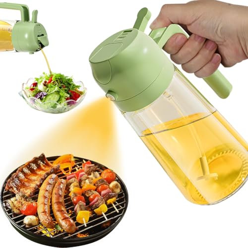 MIUUIPI 2 in 1 Ölsprüher für speiseöl, 470ml Öl Sprühflasche lebensmittelecht, Ölspray zum Kochen, Hochwertiger Öl Zerstäuber, Ölsprüher für Heißluftfritteuse, Kochen, Küche, Gasgrill