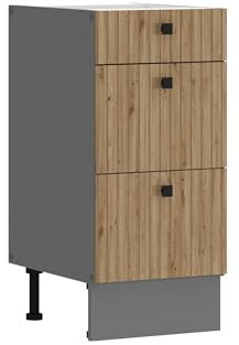 Küche AVA Artisan Unterschrank 40 cm Lamellenoptik Küchenzeile Einbauküche