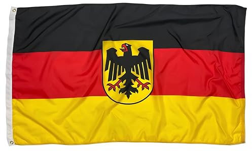 Cosymate Deutsche Flagge Deutschland Fahne mit Adler 90 x 150 cm - Germany Flagge aus Polyester in leuchtenden Farben mit Messing-Ösen