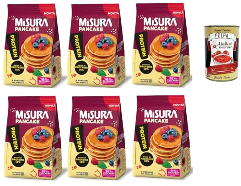 Italian Gourmet Pancake proteici Protein Pfannkuchen Snack 6 x 200g Packung | 8 monoporzioni per confezione, eiweißreich und verzehrfertig per colazione, Gesamtnettogewicht 1,2 kg + Kostenlos Polpa 400g