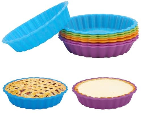8 Pièces Moule à Tarte Silicone, 11cm Moules Tartelettes Individuelles, Moule Tartelette Silicone Antiadhésif, Moule Mini Tartelette Moule Mini Quiche, pour Cupcakes, Muffins, Pâtisserie
