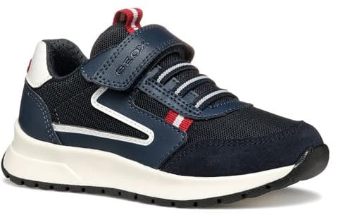 Geox J BRIEZEE Boy A, Zapatillas, Navy/Dk Red, 32 EU