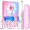 Rotating Electric Toothbrush Case for Adults, 4 Modes Deep Clean Electric Toothbrush with 8 Brush Heads (2 Types), 25-Days Rechargeable Power and 2 Min Smart Timer (with Travel case, Pink with case)