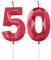Rote Kerzen zum 50th Geburtstag, 3D Rote Zahl 50 Kerze für Kuchen, Frauen Männer 50th Geburtstag Dekorationen, Rote Kuchendekorationen, Rote Kerze Kuchen für Geburtstagsfeier Hochzeitstag