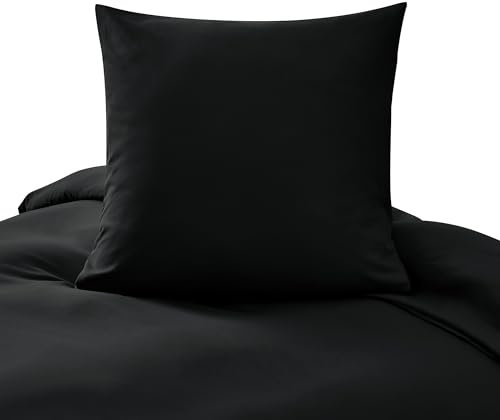 puredown Bettbezüge 135x200cm + 1er Kissenbazug 80x80cm - Mikrofaser Atmungsaktive Superweich, Oeko-Tex Bettwäsche-Sets, 2 teilig, Schwarz