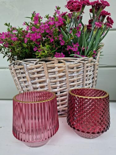 Arinosa Windlicht Herbst Purple Autumn 2 er Set Ø8x8 cm Glas