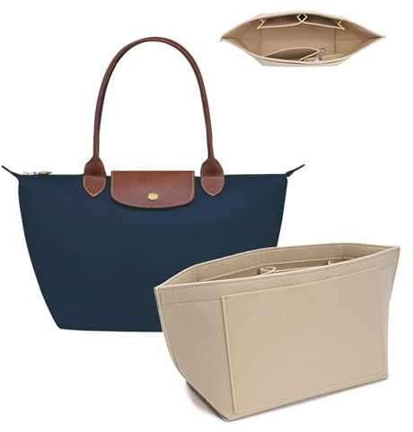 lumanothy Taschen Organizer Shopper, Handtaschen Organizer mit Multi-Pocket, Filz Longchamp Organizer für Longchamp, polene, mommy bag, Einkaufstasche, Beige, M