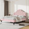NQSLDM Polsterbett 140x200 cm mit Verstellbares Kopfteil und Stauraum, Bettgestell mit Lattenrost und Holzbettbeine, Bett für Schlafzimmer und Gästezimmer, Samt, Ohne Matratze, Rosa