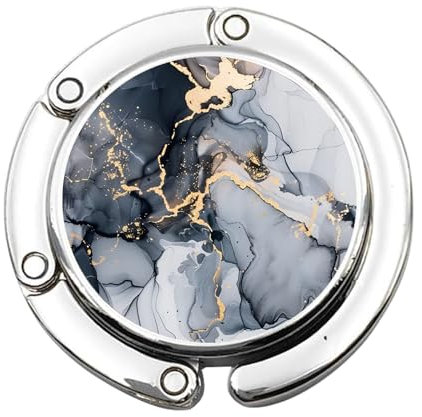 Mezrkuwr taschenhalter für tisch Marmormuster Tisch Handtaschenhalter Haken Faltbare Antirutsch Taschenhaken Halterung für Handtaschen Tischplatte Taschenhalter, Schwarzes Gold