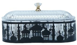 Ramadan Tabletts mit Deckel, Eid Mubarak Tablett Ramadan Teller Ramadan Dekor Ramadan Süßigkeiten Tablett, Ramadan süßigkeitsgericht Essenstablett Metall für Küche Arbeitsplatte Zuhause