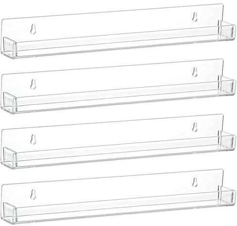 Nail Polish Shelves 4Pcs Nail Polish Wall Rack, Wall Mounted Acrylic Nail Polish Shelves, Large Capacity Multi-Purpose L-Shaped Nail Polish Organizer for Home