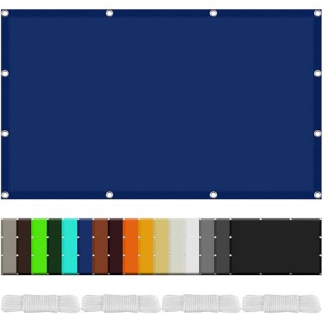 Voile D Ombrage Abri de Jardin 1.8 x 1.8 m Polyester Anti-Déchirure Rectangulaire Voile Dombrage avec Le Kit de Fixation pour Jardin Balcon Terrasse Camping, Bleu Foncé