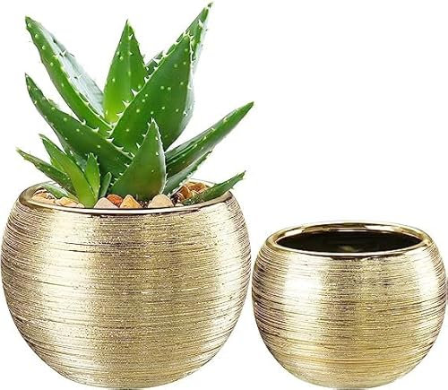 SUIUOI Pot de fleurs doré - Élégant pot d'orchidée en céramique pour plantes d'intérieur - Cache-pot décoratif doré pour votre maison
